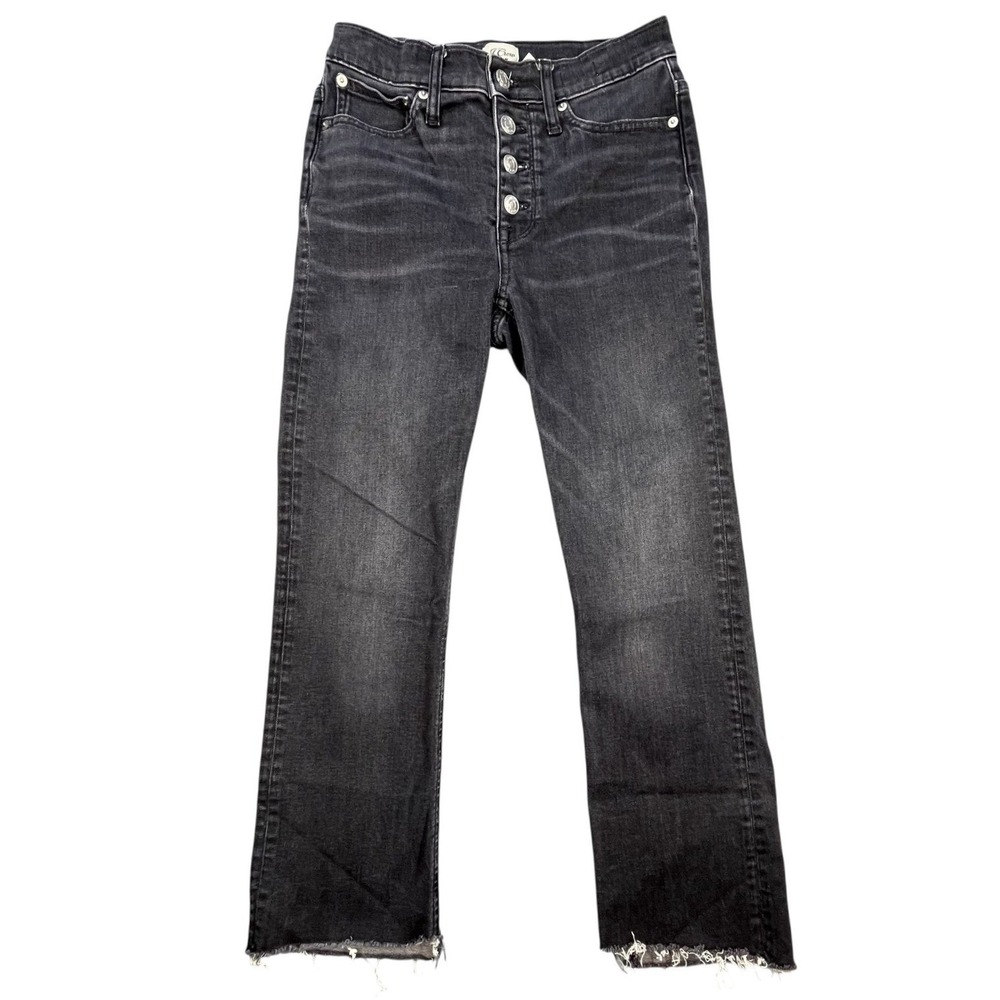 J.Crew Black 9 in Billie Demi Boot Crop Button Fly Jeans Womens Size 26